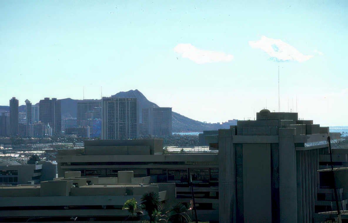 honolulu skyline hawaii Vintage A4 Photo Print