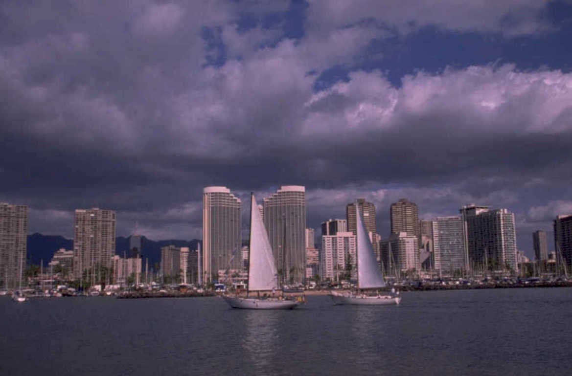 honolulu waikiki skyline 1980s 1990s A4 Photo Print 42