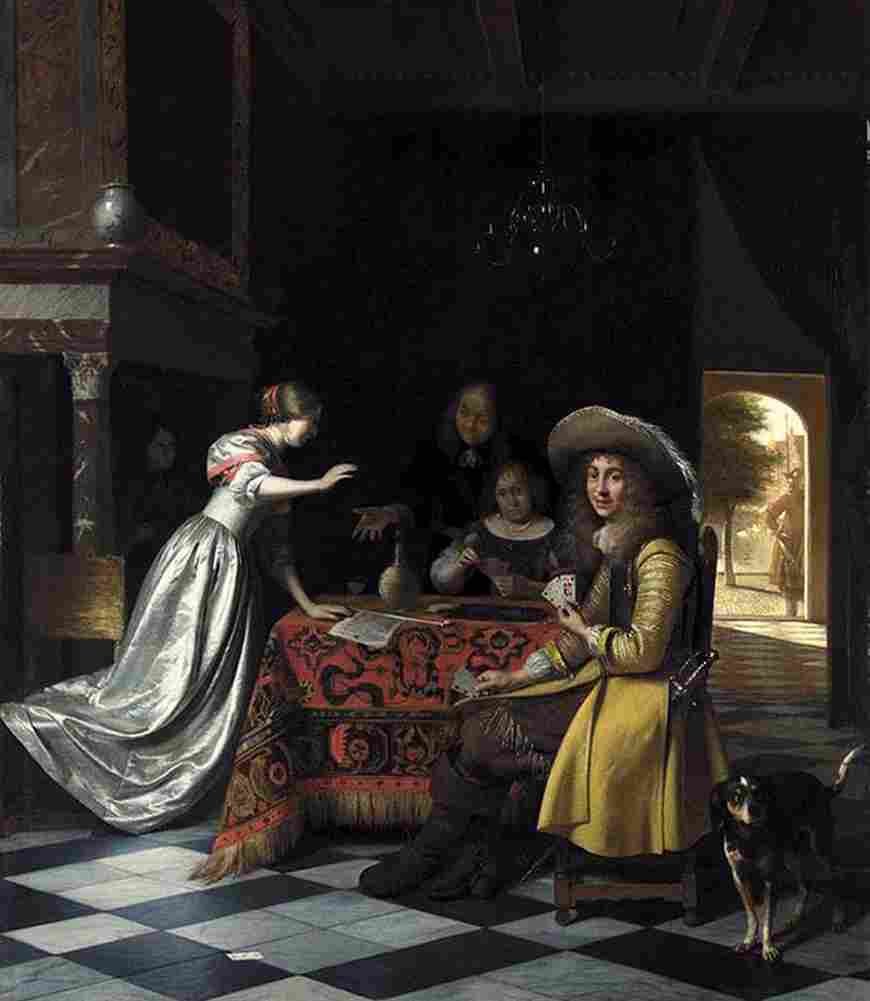 hoo Card Players at a Table Art A4 Photo Print