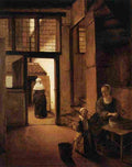 hoo Woman Peeling Vegetables in the Back Room Art A4 Photo Print