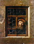 hoogstraten man looking through a window Art A4 Photo Print