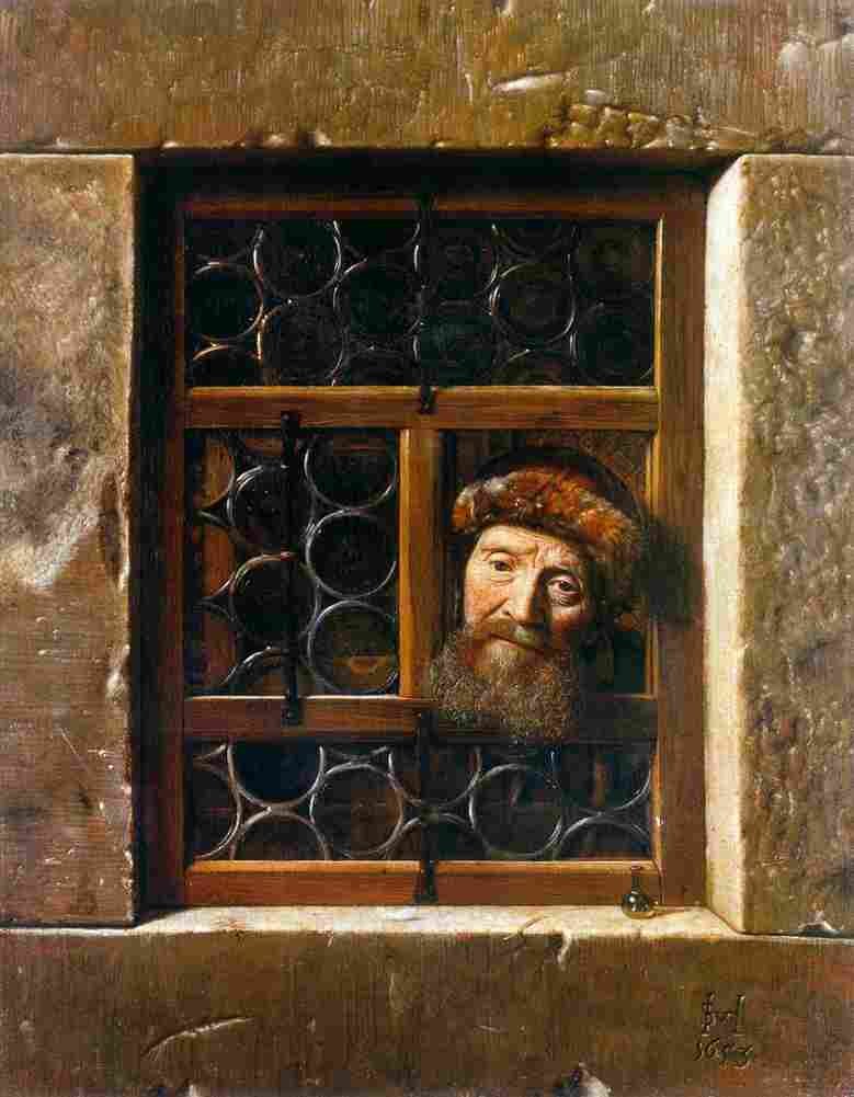 hoogstraten man looking through a window Art A4 Photo Print