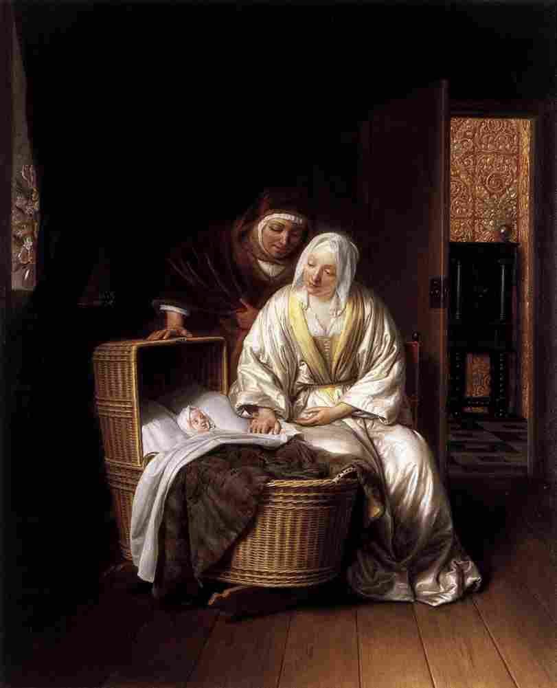 hoogstraten two women by a cradle Art A4 Photo Print