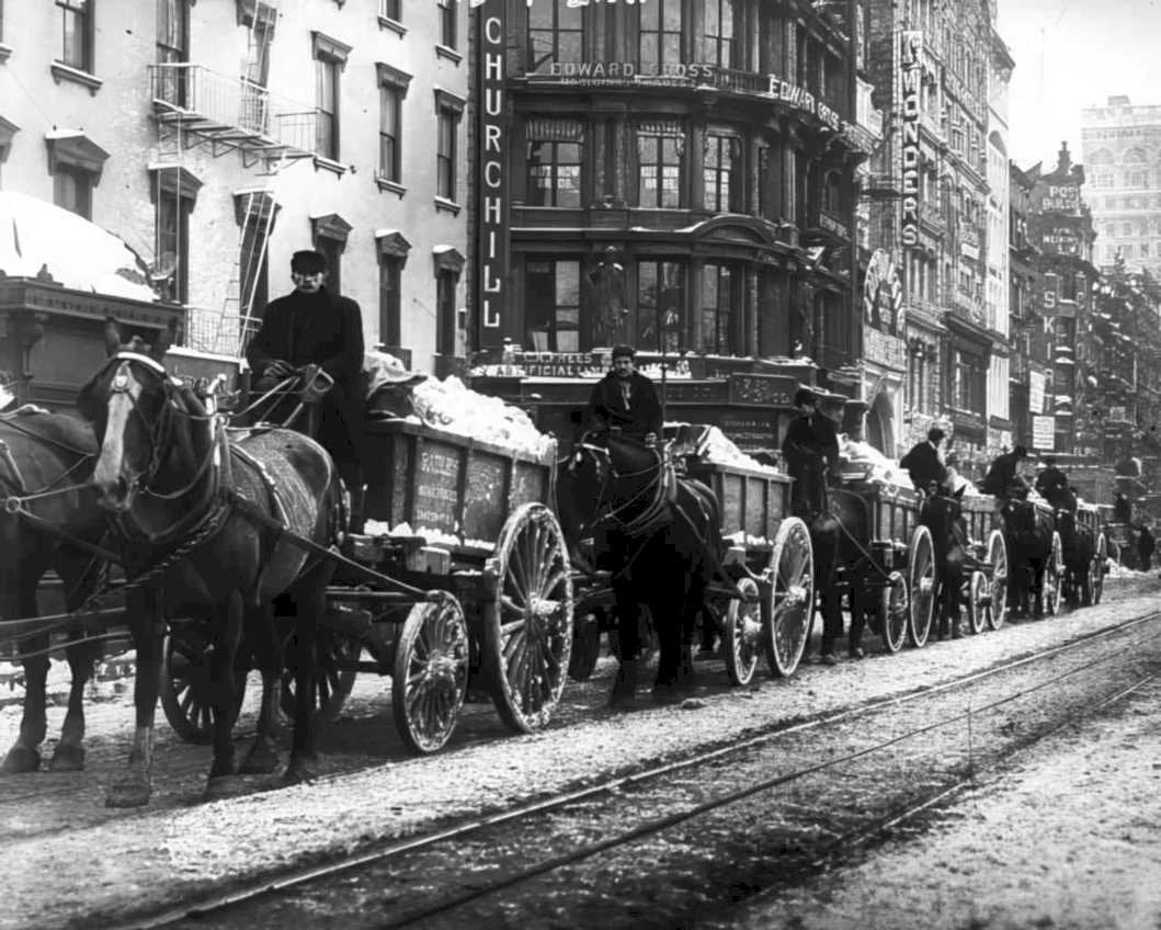 horse carts snow Vintage world war A4 Photo Print