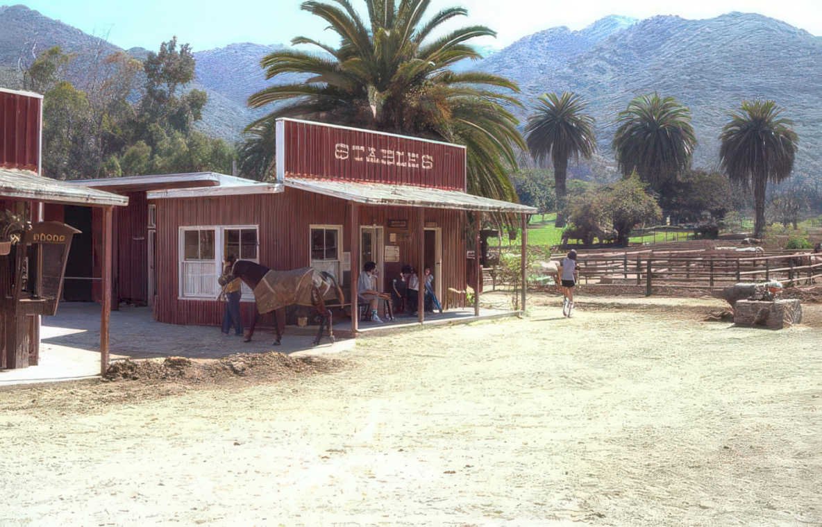 horse stables mountains Vintage A4 Photo Print