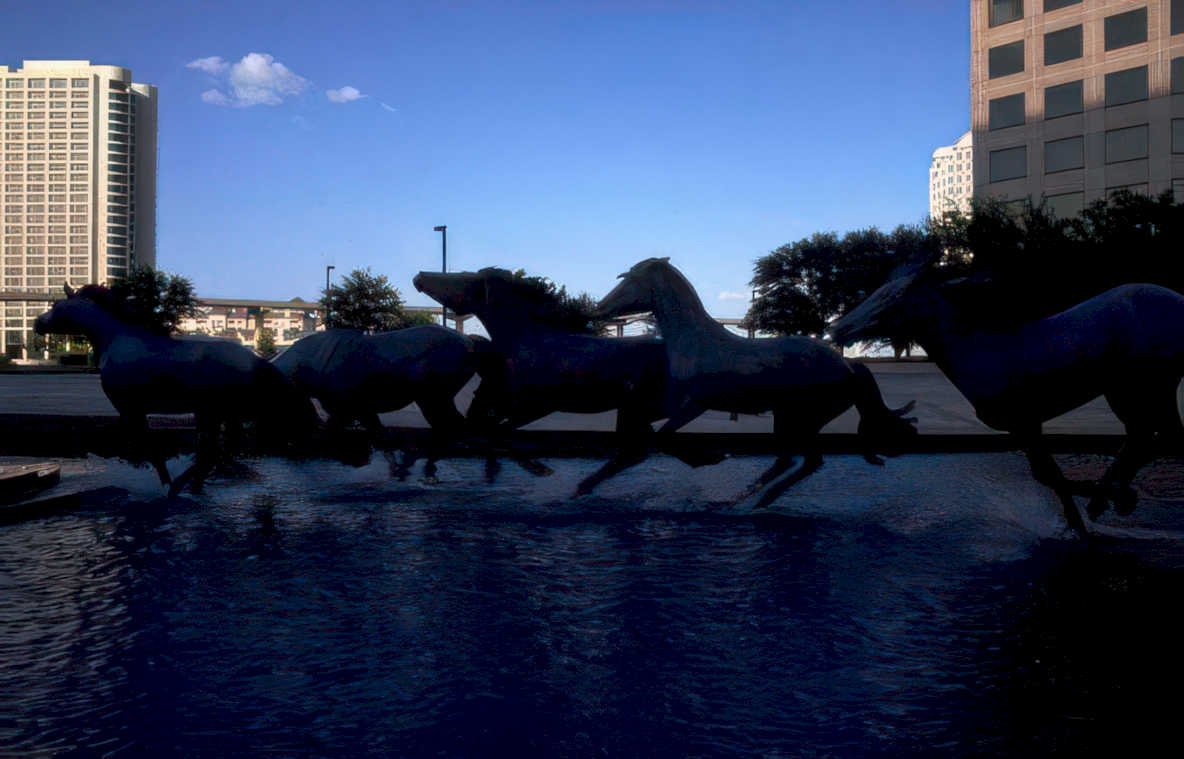 horses fountain houston Vintage A4 Photo Print