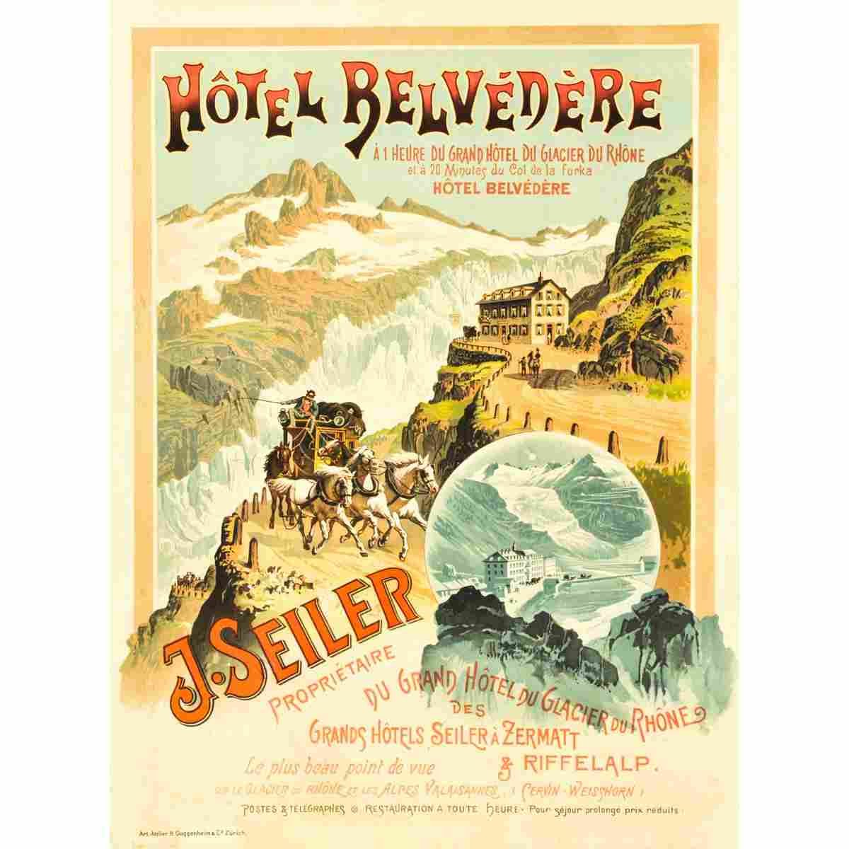 hotel belvedere seiler furka vers 1895 2 Advert A4 Photo Print