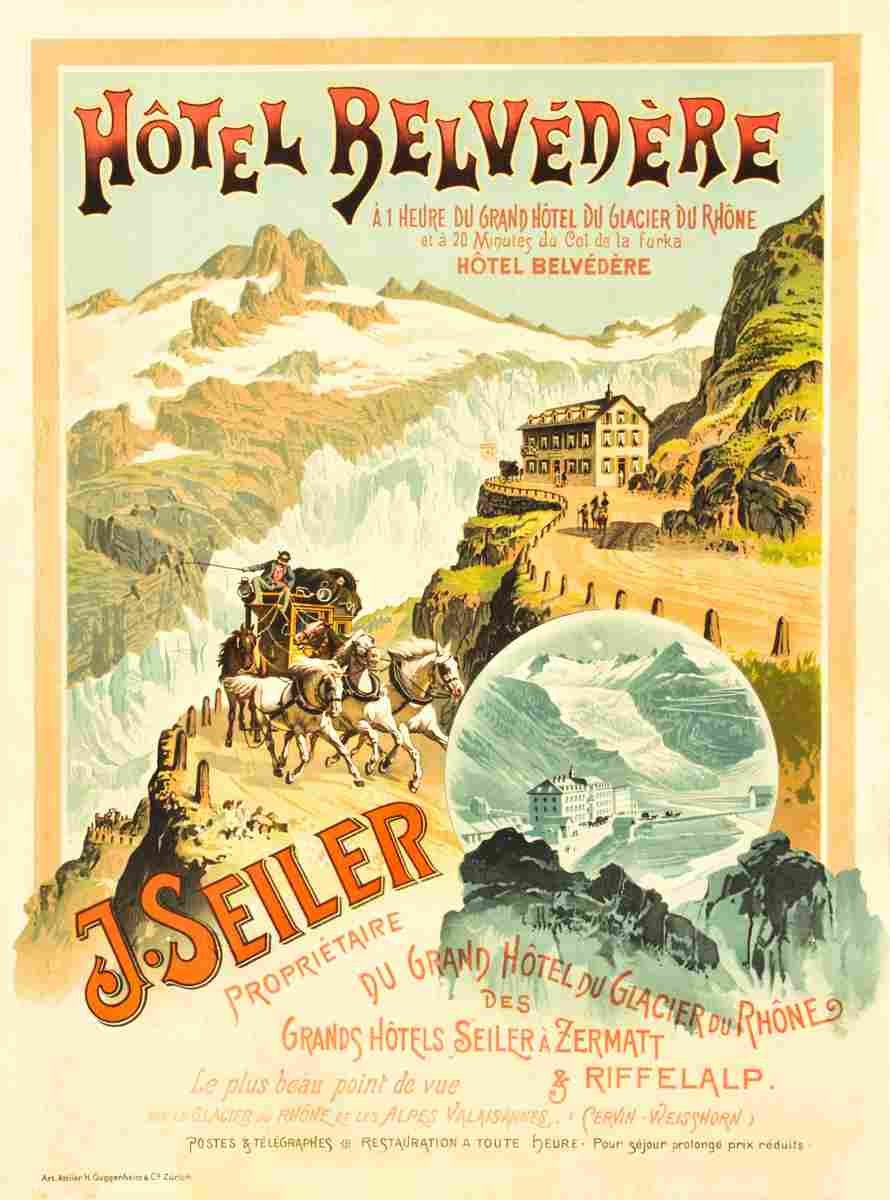 hotel belvedere seiler furka vers 1895 4 Advert A4 Photo Print