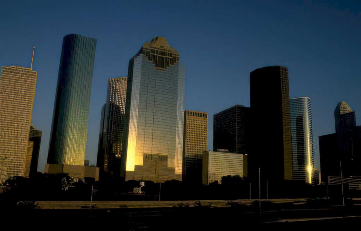 houston dusk skyline 2 Vintage A4 Photo Print