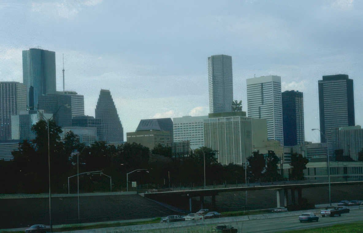 houston skyline downtown Vintage A4 Photo Print