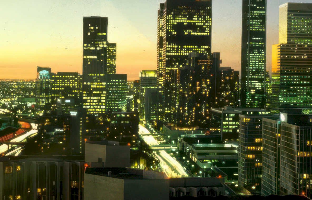 houston skyline nightscape Vintage A4 Photo Print