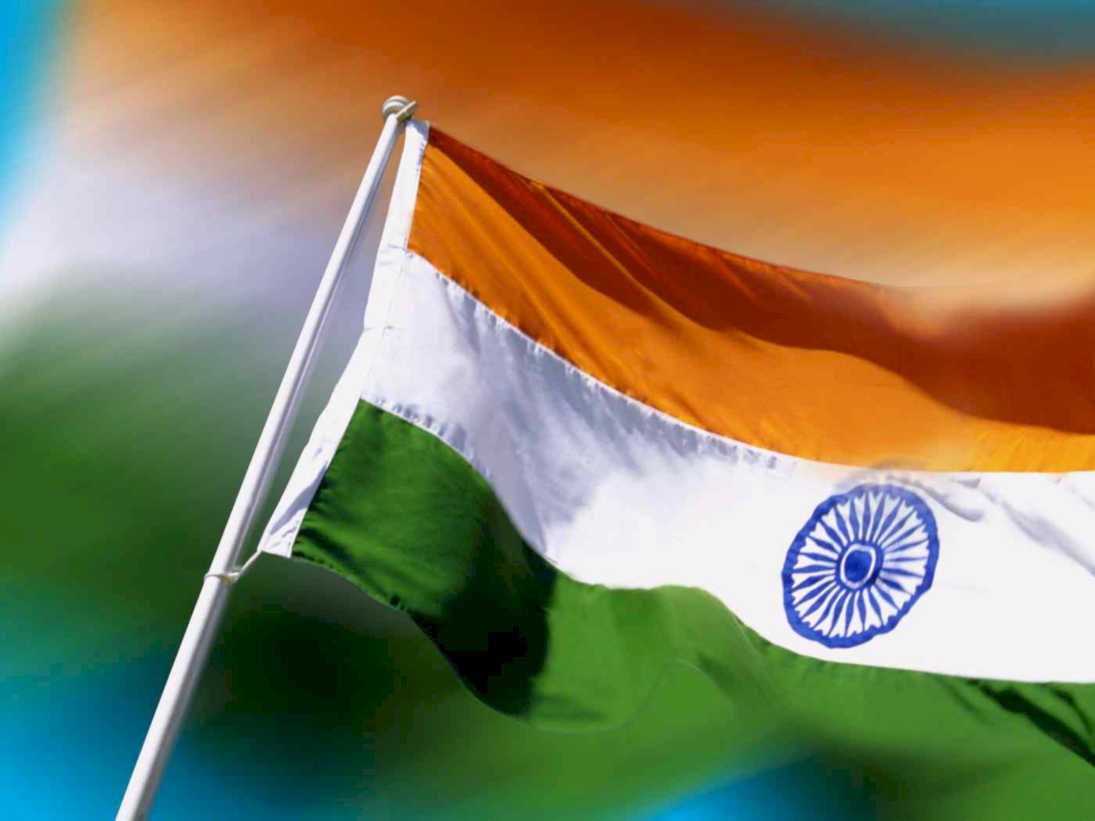 indian flag waving Flags1980s A4 Photo Print