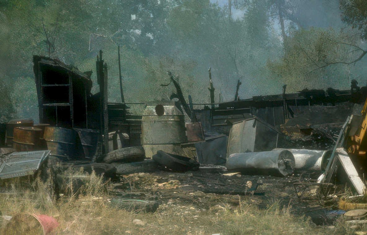 industrial fire wreckage Vintage A4 Photo Print