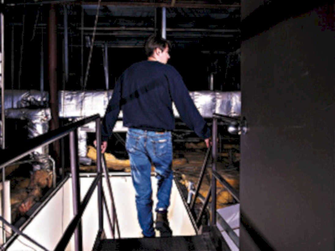 industrial stairwell man1980s 1990s A4 Photo Print