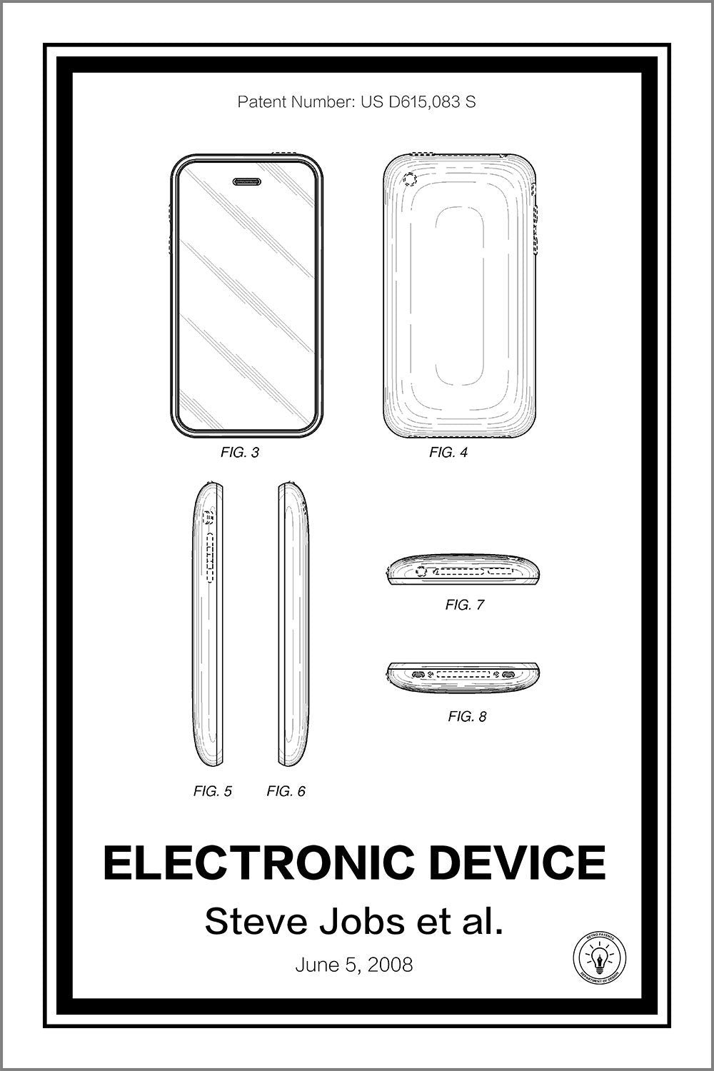 iphone patent print white A4 Photo Print