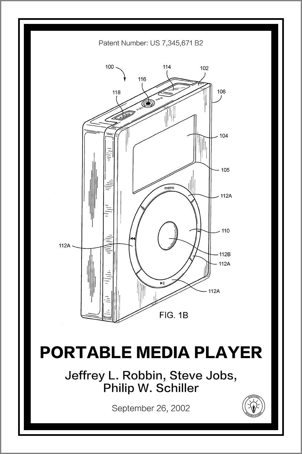 ipod patent print white A4 Photo Print
