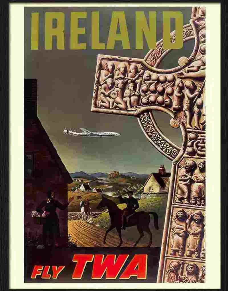 ireland twa airline poster 1950s Advert A4 Photo Print