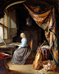ish Dou Gerrit A Woman playing a Clavichord dou a woman playing a clavichord A4 Photo Print