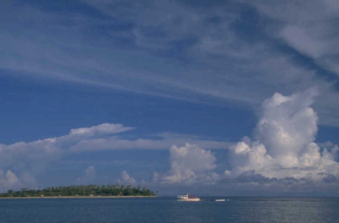 island boat sky 1980s 1990s A4 Photo Print