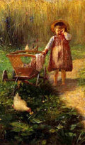 jako Child with Cart Art A4 Photo Print