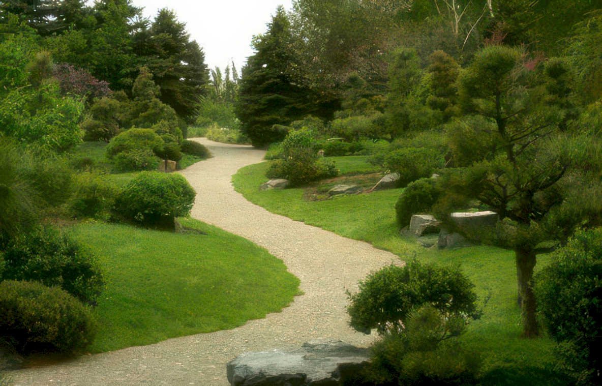 japanese garden path Vintage A4 Photo Print