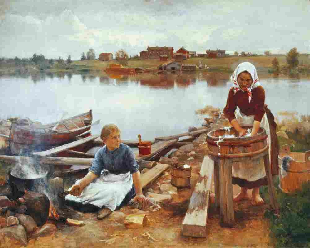 jarnefelt eero laundry at the river bank Art A4 Photo Print