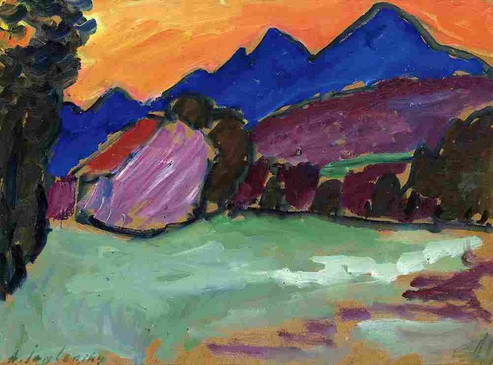 jaw Red Evening Blue Mountain Art A4 Photo Print