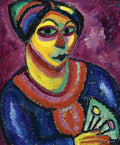 jaw Woman with a Green Fan Art A4 Photo Print