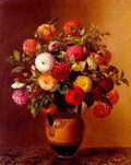jens Dahlias in a Vase Art A4 Photo Print