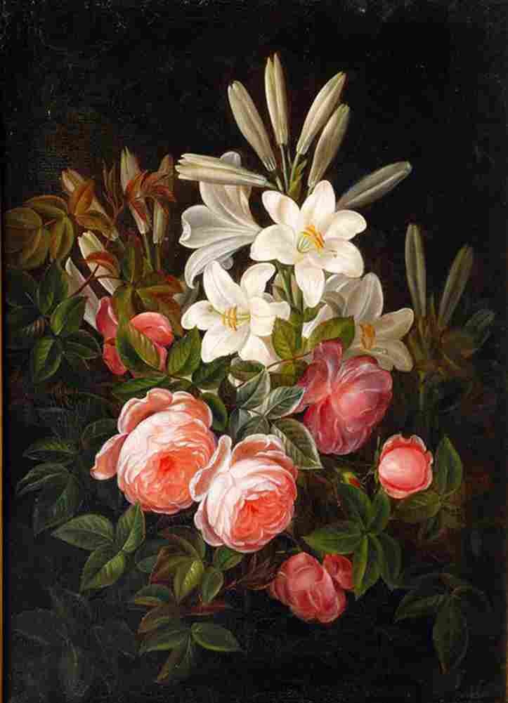 jens Flower Still life with Roses and Lilies Art A4 Photo Print