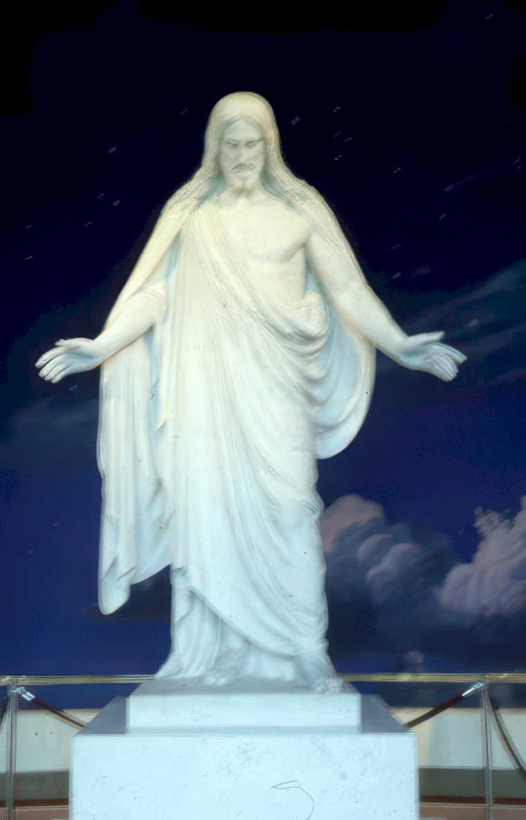 jesus statue night Vintage A4 Photo Print