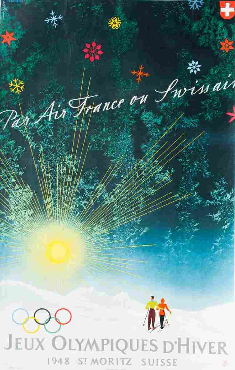jeux olympiques st moritz fritz hellinger 1948 5 Advert A4 Photo Print