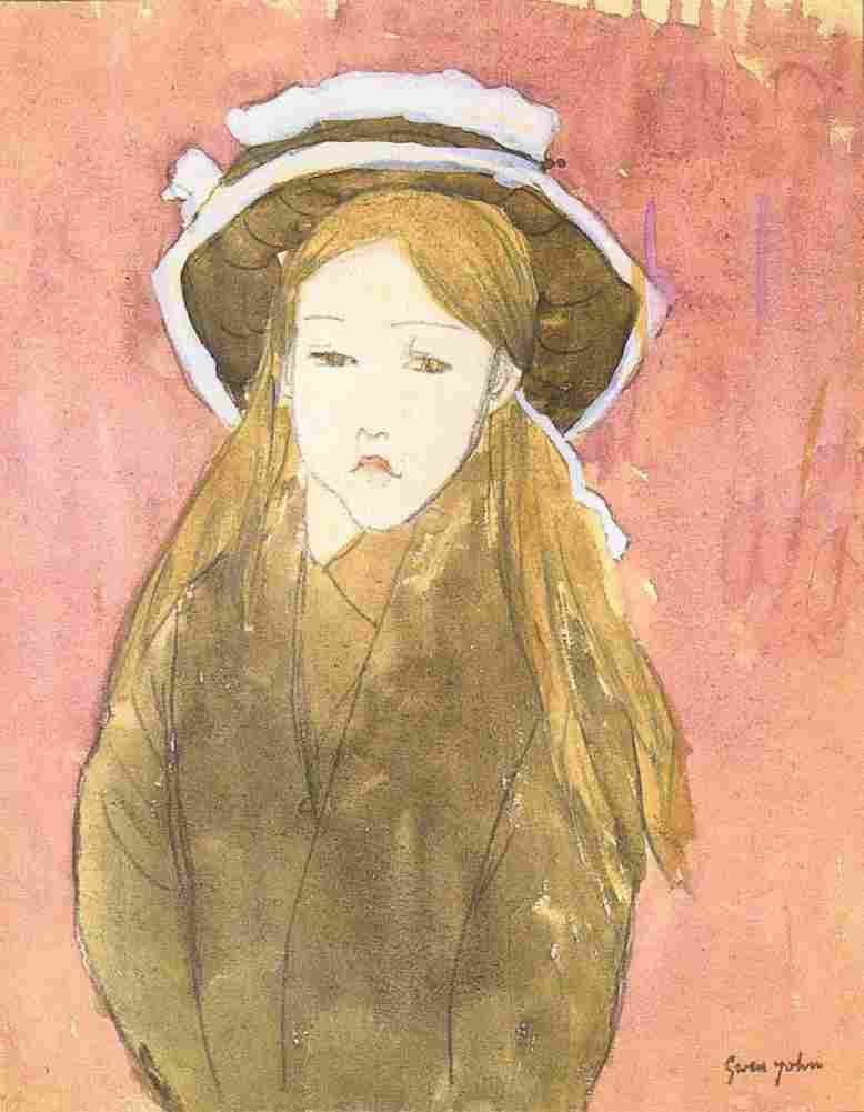john Girl with Large Hat Art A4 Photo Print