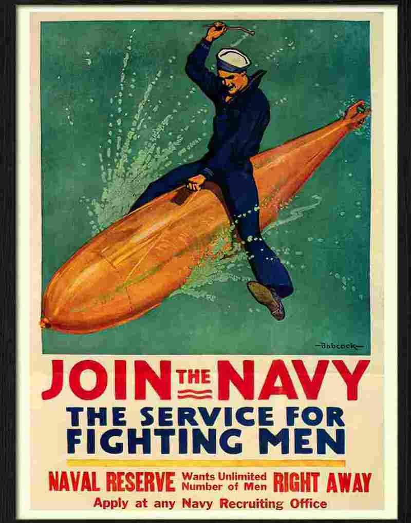 join the navy richard babcock 1917 war poster Advert A4 Photo Print
