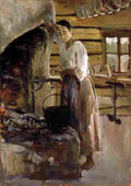 kall Women Roasting Fish Art A4 Photo Print