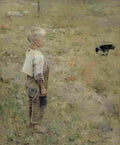 kall boy with crow Art A4 Photo Print