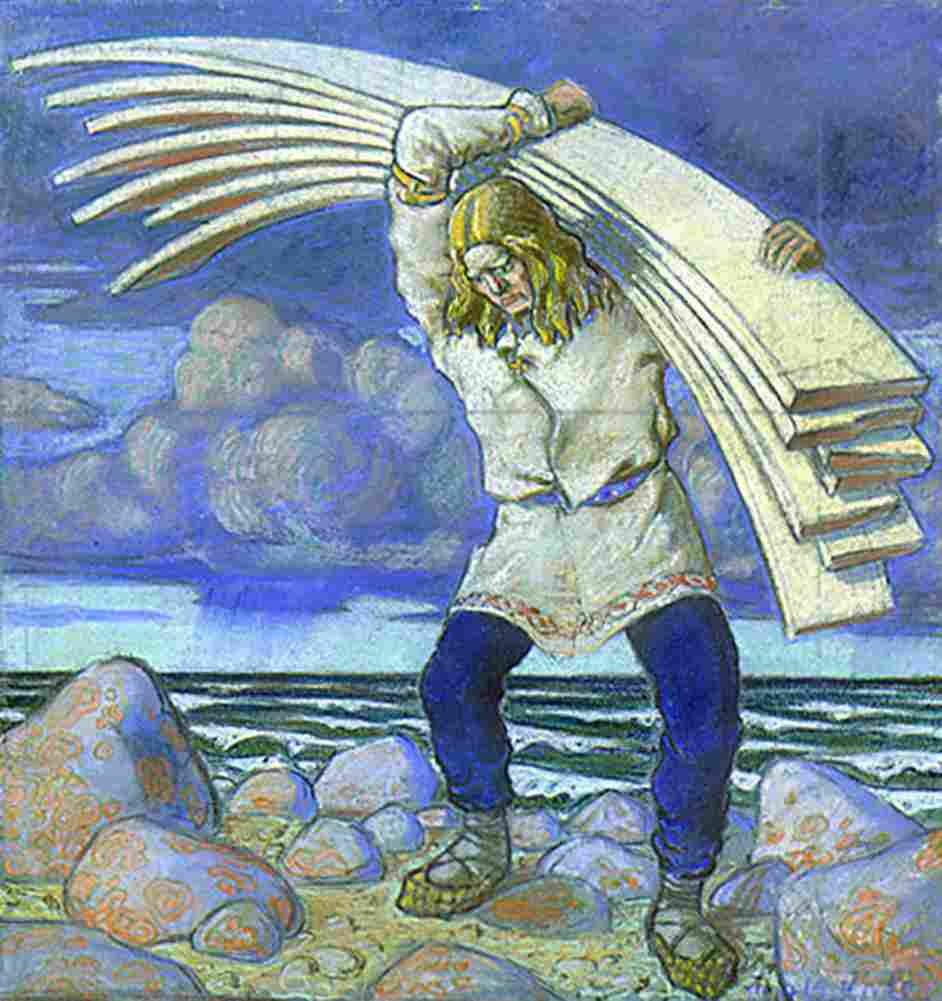 kallis oskar kalevipoeg carrying a table Art A4 Photo Print