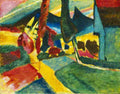 kandinsky landscape with two poplars Art A4 Photo Print