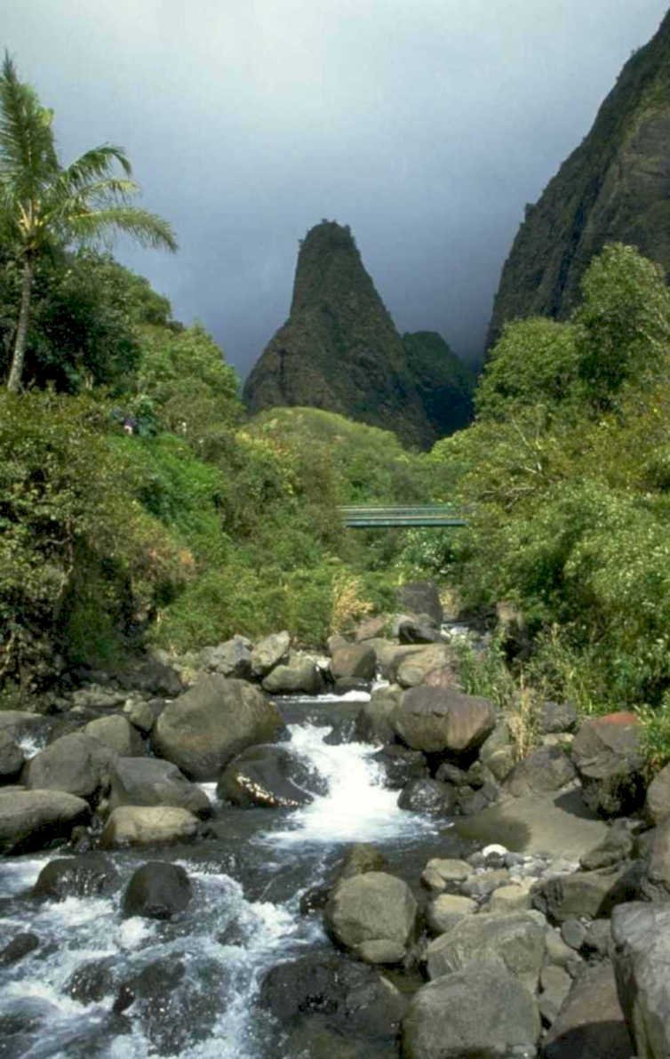 kauai waterfall bridge 1980s 1990s A4 Photo Print