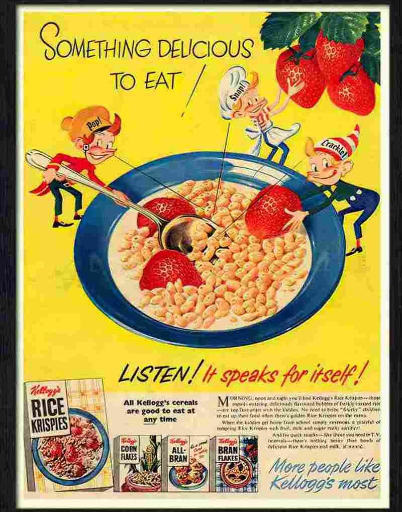 kelloggs snap crackle pop 1950s Advert A4 Photo Print