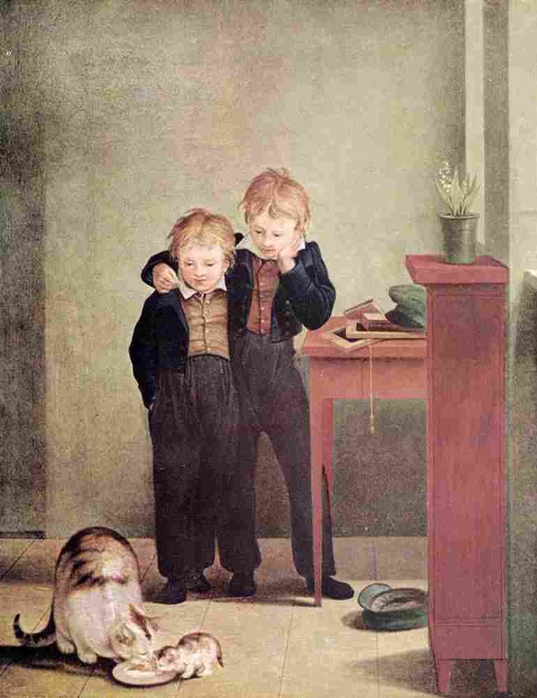 kersting Ernst and Richard Watching the Cats Art A4 Photo Print