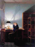kersting Man Reading by Lamplight Art A4 Photo Print