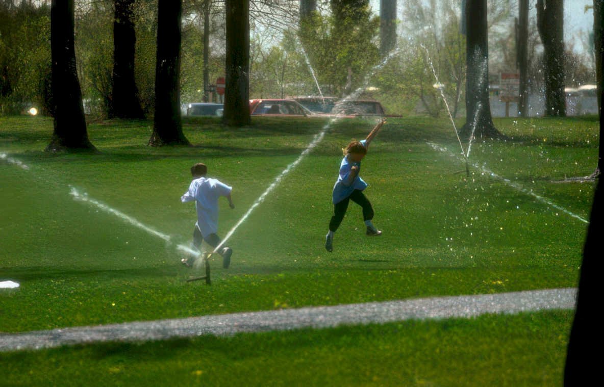 kids sprinkler park Vintage A4 Photo Print