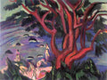 kirc Red tree on the beach Art A4 Photo Print