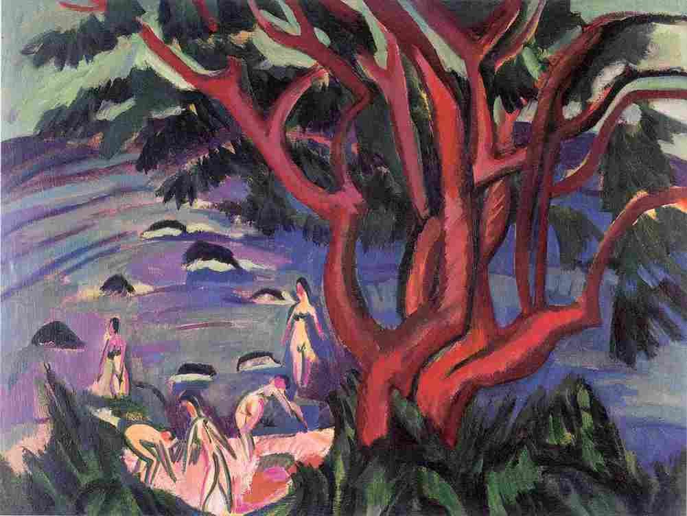 kirc Red tree on the beach Art A4 Photo Print
