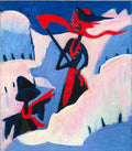 kirc Witch and Scarecrow in the Snow Art A4 Photo Print