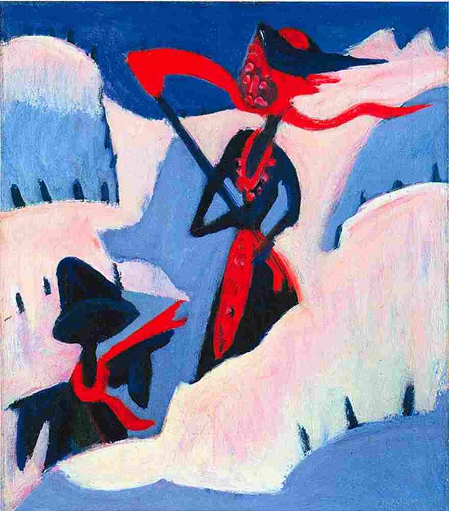 kirc Witch and Scarecrow in the Snow Art A4 Photo Print