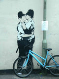 kissing coppers blue bike plus A4 Photo Print