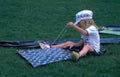kite flying child Vintage A4 Photo Print