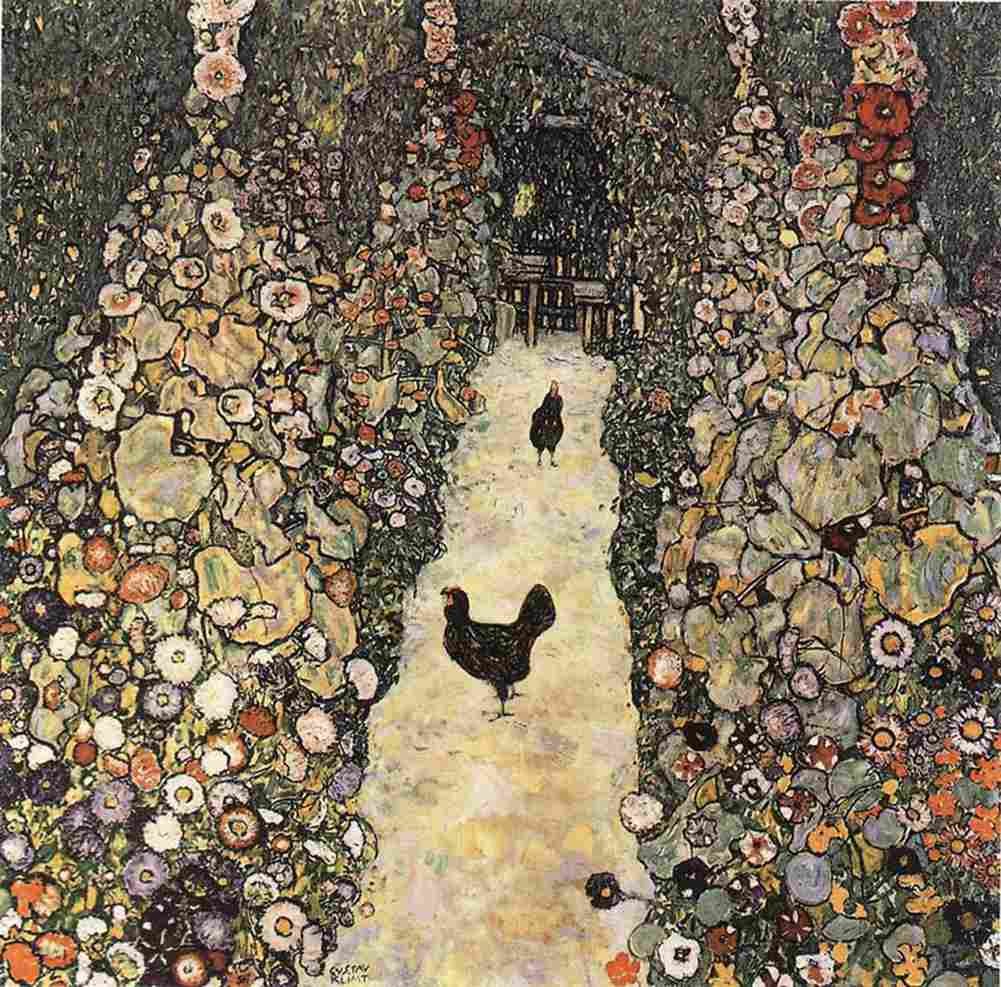 kl Garden Path with Chickens Art A4 Photo Print